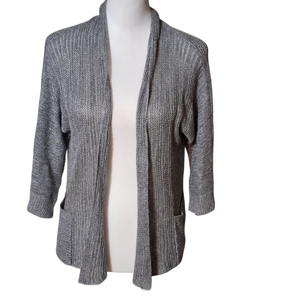 Eileen Fisher S Linen & Silk cardigan beachy vacation lightweight breathable